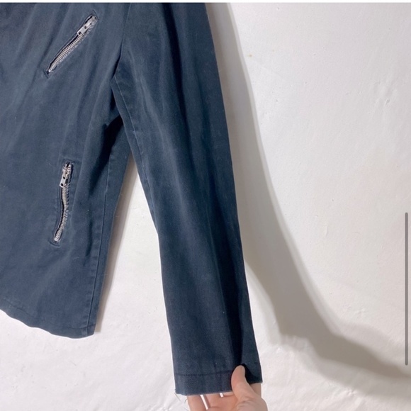 Urban Black Canvas Zip Up Pea Coat L - Picture 6 of 14